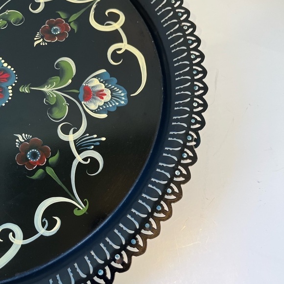 Vintage Métal Hand-painted Floral Tray - Picture 4 of 8
